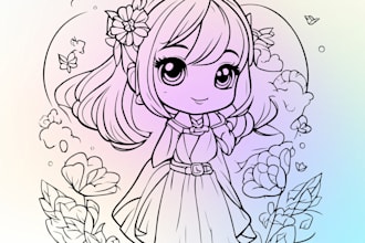 design kids coloring book pages and book cover for KDP