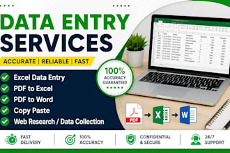 do data entry, excel , word, PDF to excel, PDF to word and copy paste