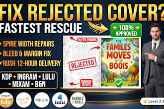 fix resize format rejected book cover for KDP, ingramspark, lulu, and mixam
