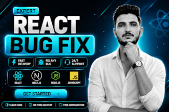 fast fix bugs in react js, nextjs, nodejs  bugs, errors, api issue in 24 hours