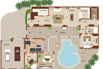 do 2d autocad floor plan house plan and quantity estimate