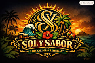 design monogram latin caribbean restaurant logo