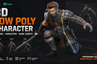 model 3d modeling low poly character, game assets, rigging, and 3d animation