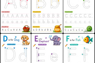 design alphabet, number tracing and counting worksheets