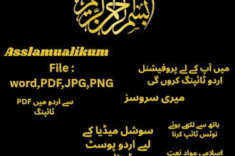 do professional urdu typing from PDF image or handwriting