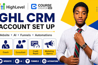 setup ghl CRM website automation for coach consultant credit repair agency