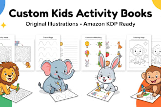 illustrate custom kids maze puzzle and activity book for amazon KDP