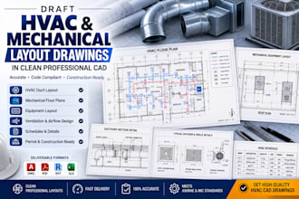 draft hvac and mechanical layout drawings in clean professional cad