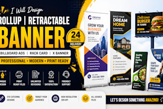 design rollup retractable banner billboard ads rack card x banner in 24 hrs
