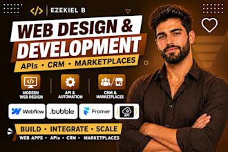 design webflow website, fix bubble api, framer crm ,bubble io marketplace expert