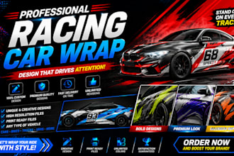 design a professional racing car wrap and motorsport livery