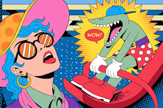 create a pop retro vintage comic art