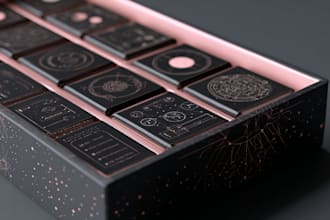 do cosmetic product label and box design with mockups