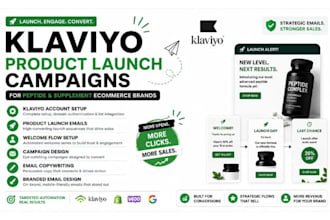 create klaviyo product launch campaigns for peptide, supplement ecommerce brands