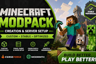 create fix optimize modpack minecraft forge, fabric paper server setup and quest