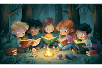 design children story book, child book illustration, picture