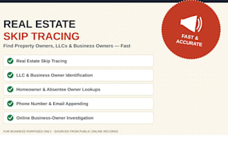 skip trace property owners, llcs and business owners contacts for real estate
