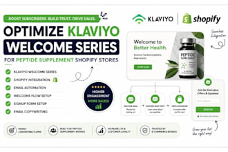 optimize klaviyo welcome series for peptide supplement shopify ecommerce stores