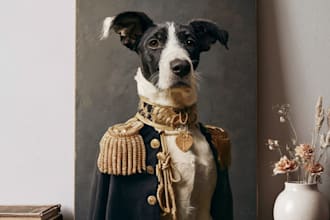 create a royal pet portrait in historical costume