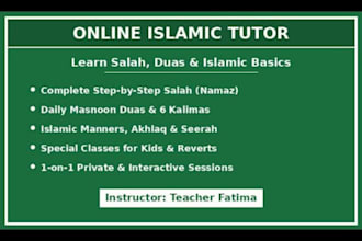 teach salah,daily duas and basic islamic studies for kids and reverts