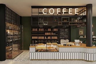 3d design and rendering for coffee shops and restaurants