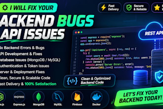 fix node js express js backend bugs API and database issues