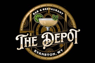 design industrial steam punk bar restaurant logo