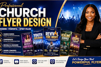design modern church flyer, church poster, church conference, and revival