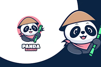 design a cute panda logo for kids and baby brands