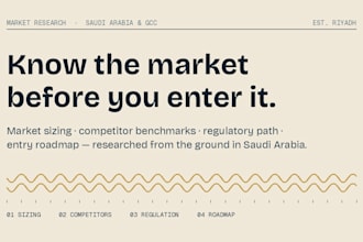 do market research and a market entry plan for gcc