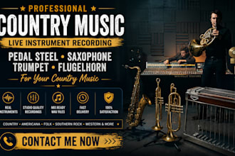 record pedal steel, saxophone, trumpet, and flugelhorn for your country song
