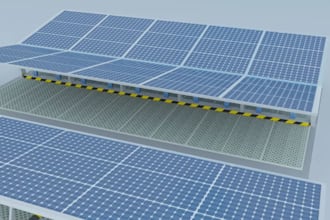 turn dwg to details solar panel drone site,solar canopy,industrial visualization