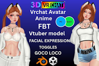 vrc avatar commission, vrchat avatar, anime avatar, 3d vtuber model vr character