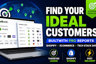 provide targeted builtwith pro shopify leads and tech stack reports for 10 USD