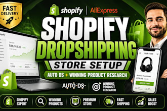 setup shopify aliexpress dropshipping store autods winning product research