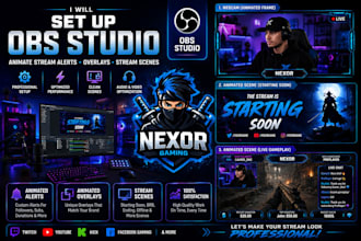 set up obs studio for whatnot, animated stream alerts, overlays and stream scene