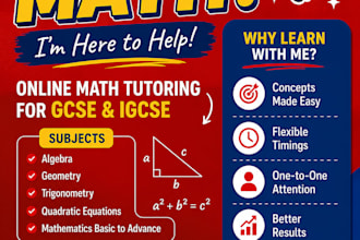 tutor you in gcse or igcse maths for UK