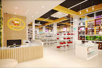 remodel 3d supermarket interior design, grocery store layout,3d retail visualize