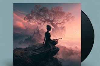 create dark fantasy art illustration for albums cover