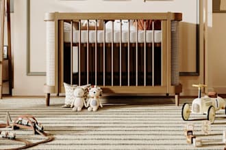 visualize 3d nursery space,children bedroom,infant room layout,cgi mockup render