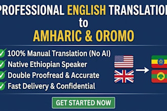 professionally translate english to amharic and oromo