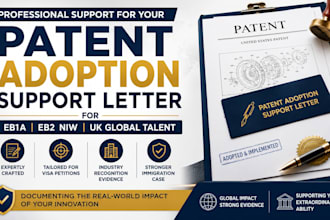 write a patent adoption support letter for eb1a niw and UK global talent