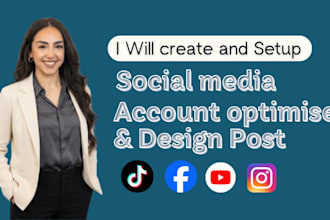create instagram, tiktok business pages and social media setup and design post
