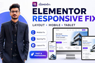fix elementor responsive, layout, spacing and design issues