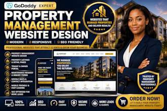 design godaddy property management website or rental website
