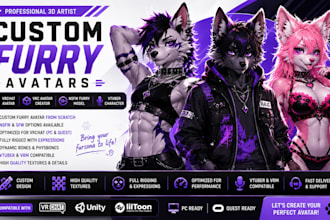 create custom furry avatar, vrchat furry avatar, nsfw furry model
