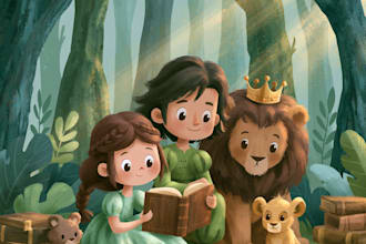 create adorable children book illustration for your story