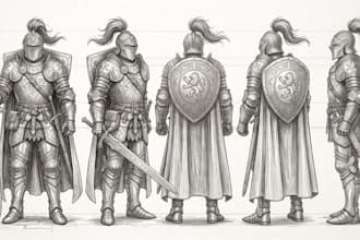 draw fantasy and anime character concept art in pencil