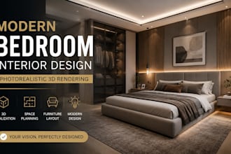 design modern bedroom interior with photorealistic 3d rendering