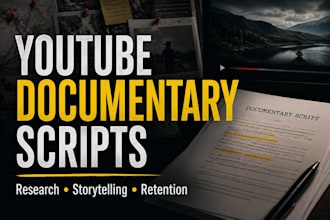 research and write engaging youtube documentary scripts
